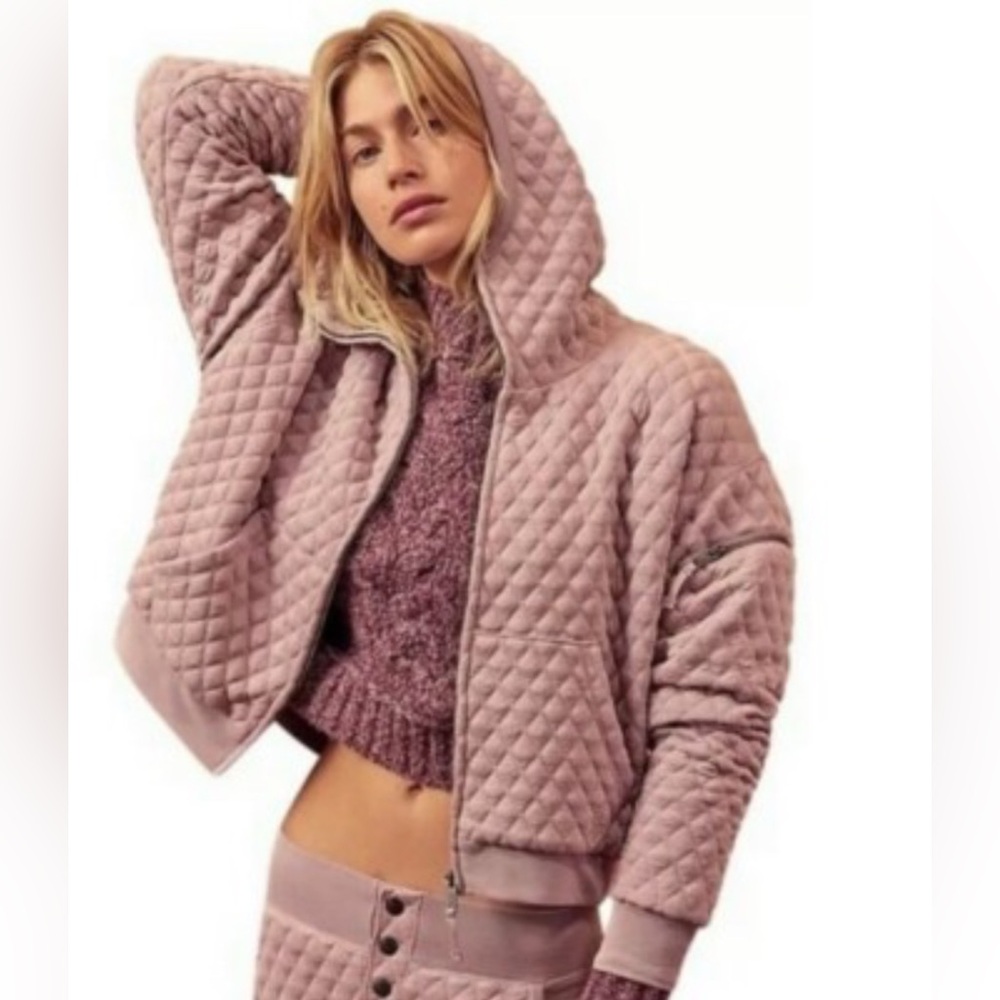 Free People Movement Quilted Zip Up Hoodie Size M